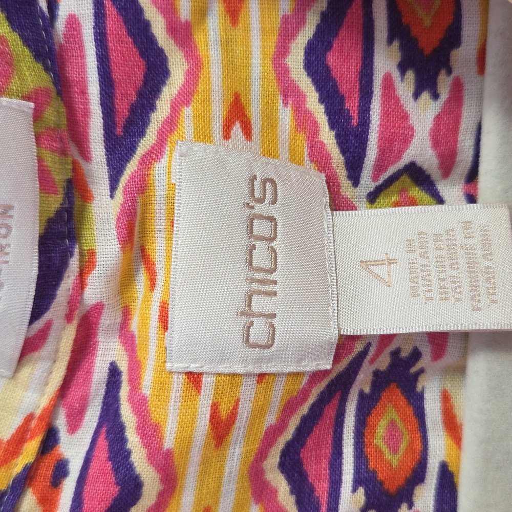 Chico's Multicolor Print Button Down Linen Shirt - image 4